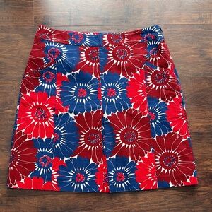 Boden Red and Blue Floral Skirt